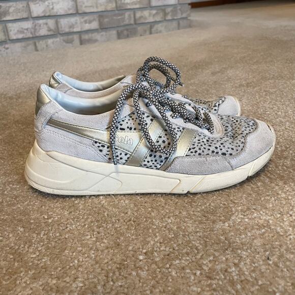 Gola x Anthro Eclipse Savanna Sneakers SZ 7 Calf Hair Black White Silver EUC - Picture 6 of 8